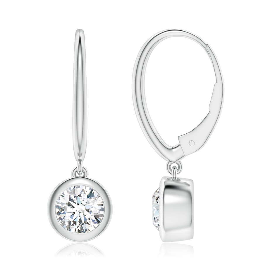 6.4mm FGVS Lab-Grown Classic Bezel-Set Round Diamond Leverback Drop Earrings in White Gold 