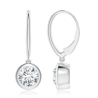 7.4mm FGVS Lab-Grown Classic Bezel-Set Round Diamond Leverback Drop Earrings in P950 Platinum