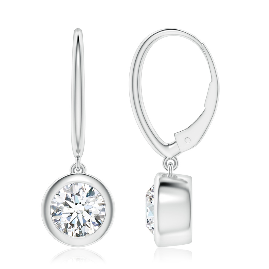 7.4mm FGVS Lab-Grown Classic Bezel-Set Round Diamond Leverback Drop Earrings in P950 Platinum 