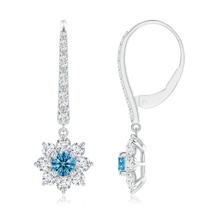 3.8mm Labgrown Starburst Lab-Grown Fancy Intense Blue Diamond Leverback Drop Earrings in P950 Platinum