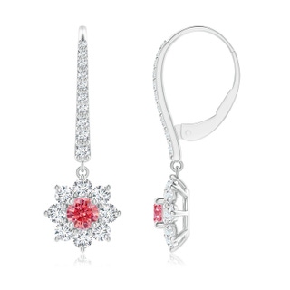 3.8mm Labgrown Starburst Lab-Grown Fancy Intense Pink Diamond Leverback Drop Earrings in P950 Platinum