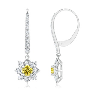 3.8mm Labgrown Starburst Lab-Grown Fancy Intense Yellow Diamond Leverback Drop Earrings in P950 Platinum