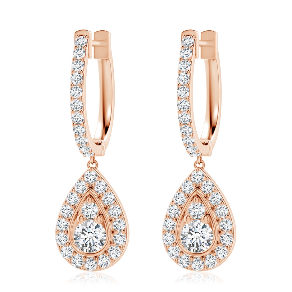 3.8mm FGVS Lab-Grown Diamond Teardrop Hoop Earrings in 18K Rose Gold 