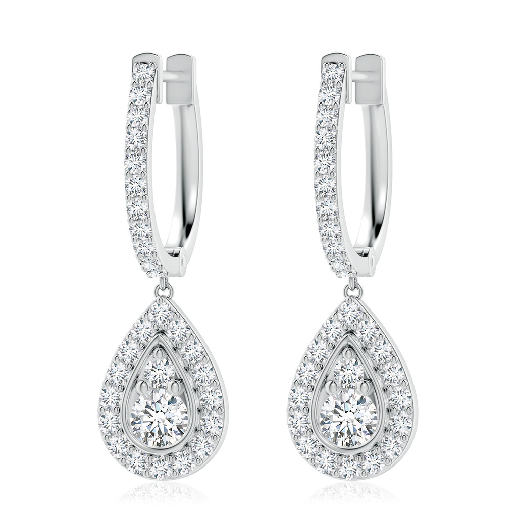 3.8mm FGVS Lab-Grown Diamond Teardrop Hoop Earrings in 18K White Gold