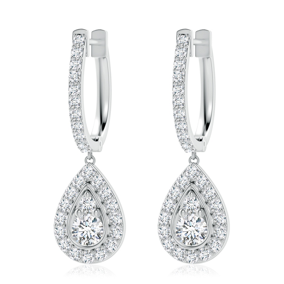 3.8mm FGVS Lab-Grown Diamond Teardrop Hoop Earrings in 18K White Gold 