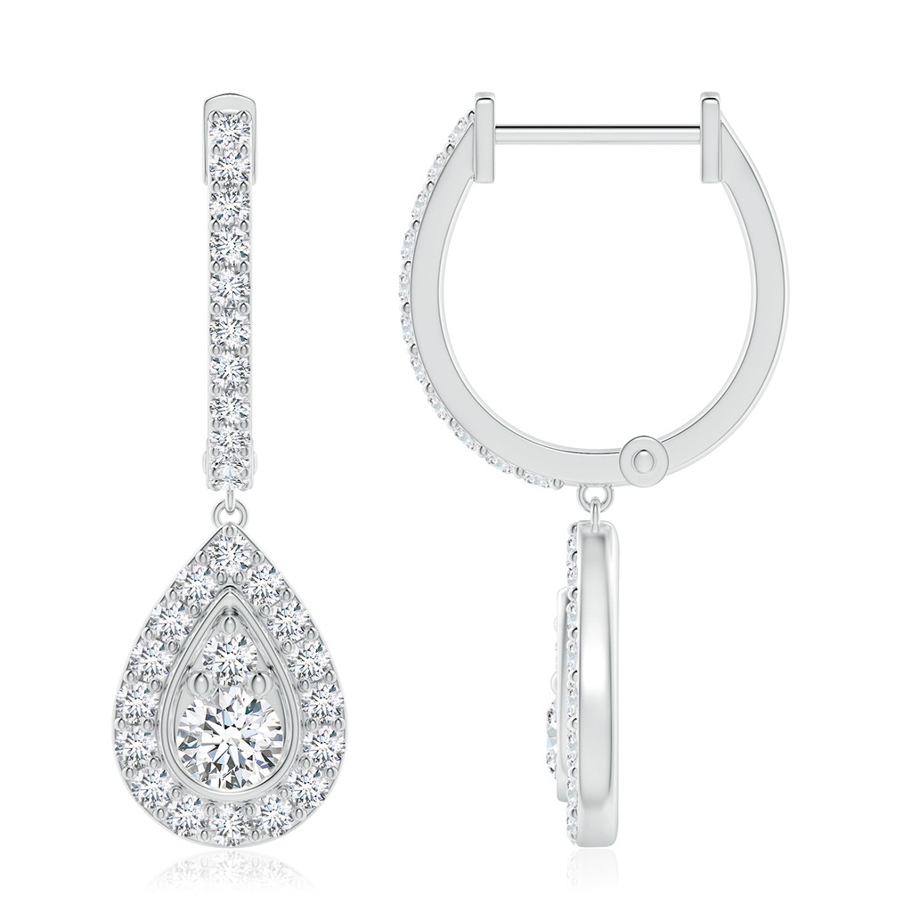 3.8mm FGVS Lab-Grown Diamond Teardrop Hoop Earrings in 18K White Gold - side 199