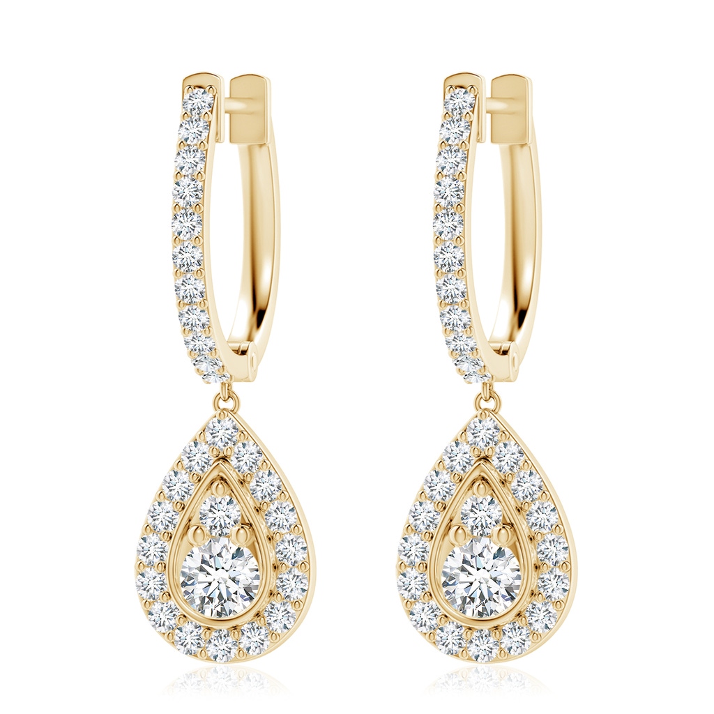 3.8mm FGVS Lab-Grown Diamond Teardrop Hoop Earrings in 18K Yellow Gold