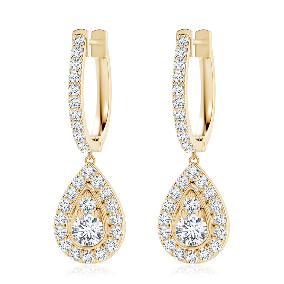 3.8mm FGVS Lab-Grown Diamond Teardrop Hoop Earrings in 18K Yellow Gold 