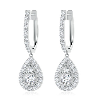 3.8mm FGVS Lab-Grown Diamond Teardrop Hoop Earrings in P950 Platinum