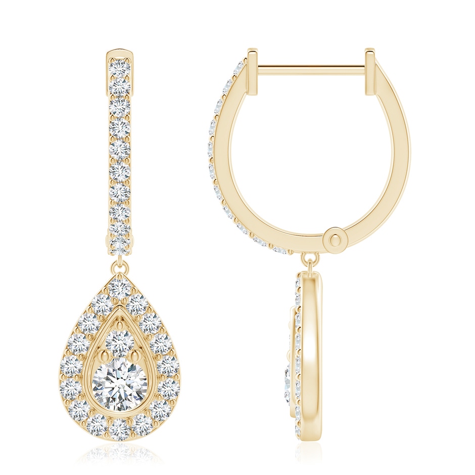 3.8mm FGVS Lab-Grown Diamond Teardrop Hoop Earrings in Yellow Gold side 199