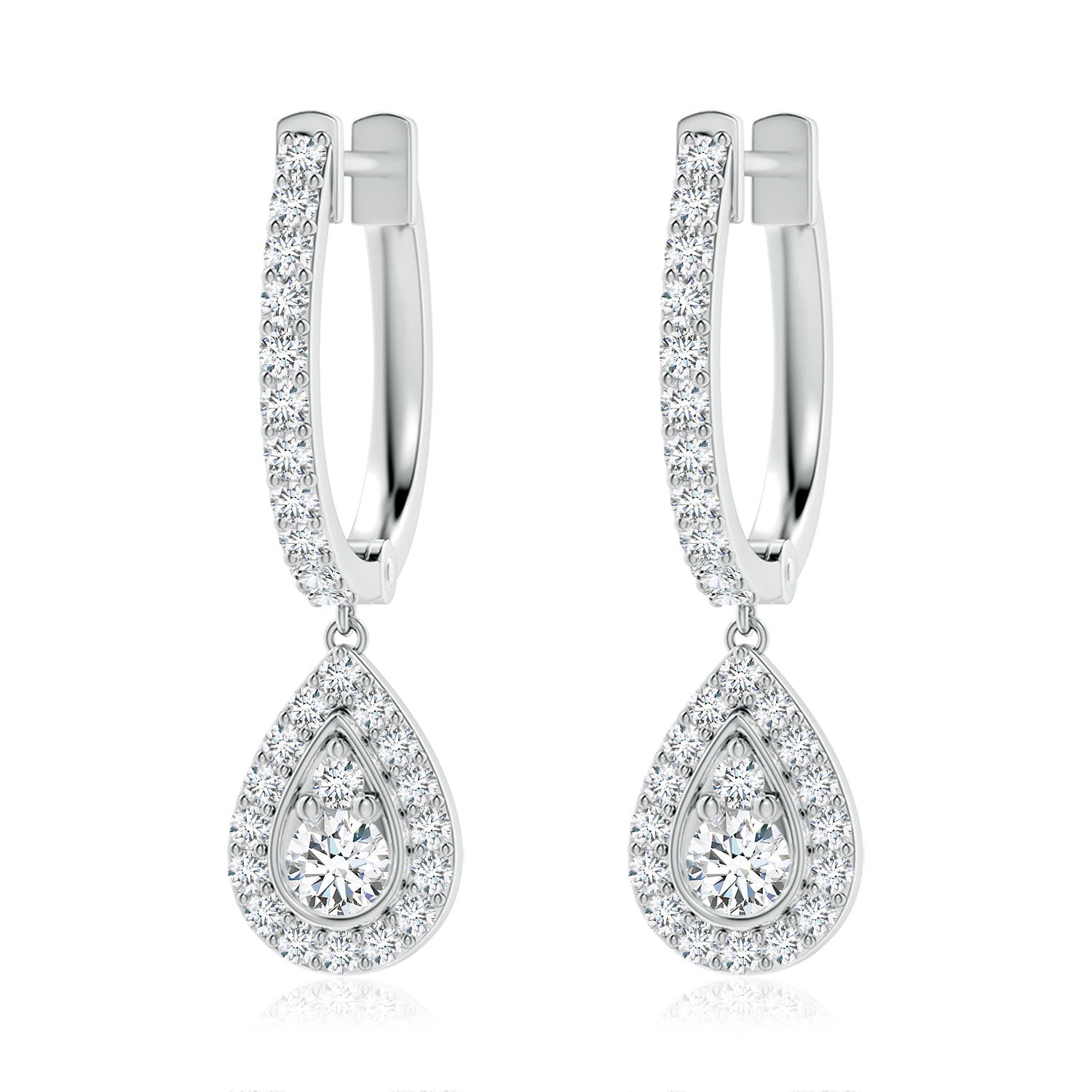 3mm FGVS Lab-Grown Diamond Teardrop Hoop Earrings in P950 Platinum
