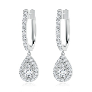 3mm FGVS Lab-Grown Diamond Teardrop Hoop Earrings in P950 Platinum