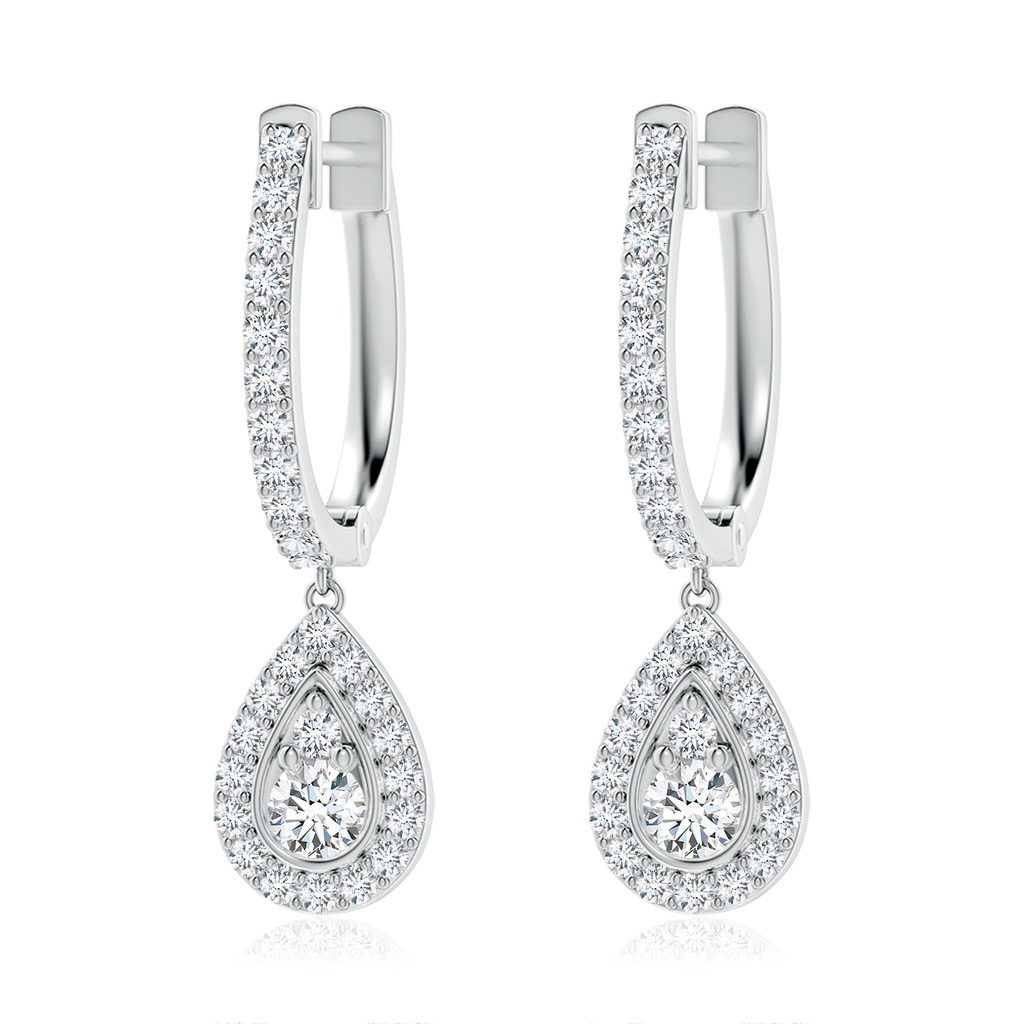 3mm FGVS Lab-Grown Diamond Teardrop Hoop Earrings in White Gold