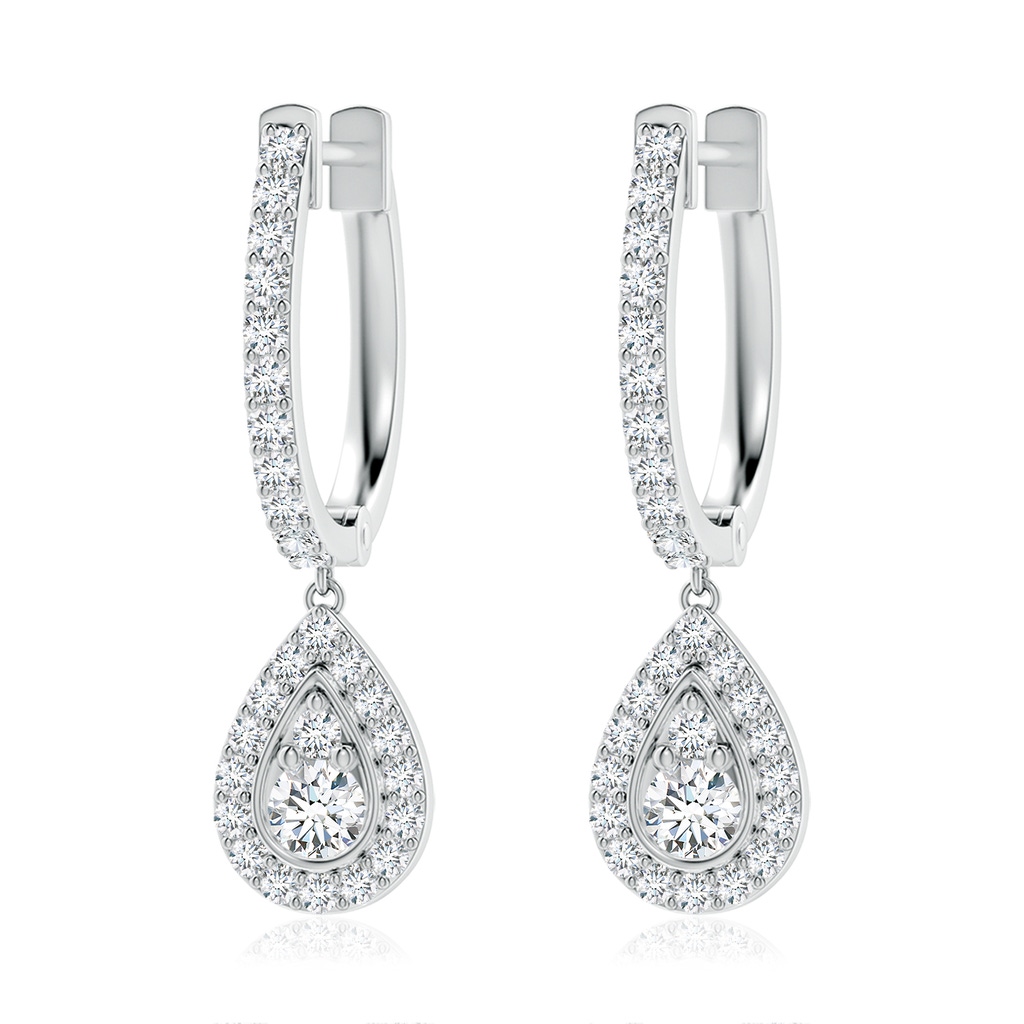 3mm FGVS Lab-Grown Diamond Teardrop Hoop Earrings in White Gold