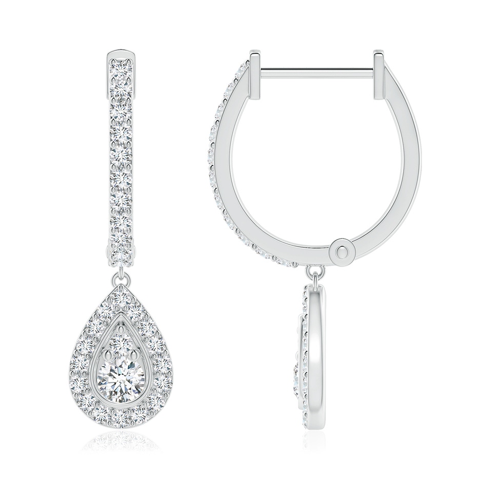 3mm FGVS Lab-Grown Diamond Teardrop Hoop Earrings in White Gold side 199