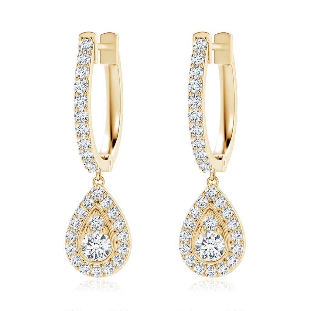 3mm FGVS Lab-Grown Diamond Teardrop Hoop Earrings in Yellow Gold