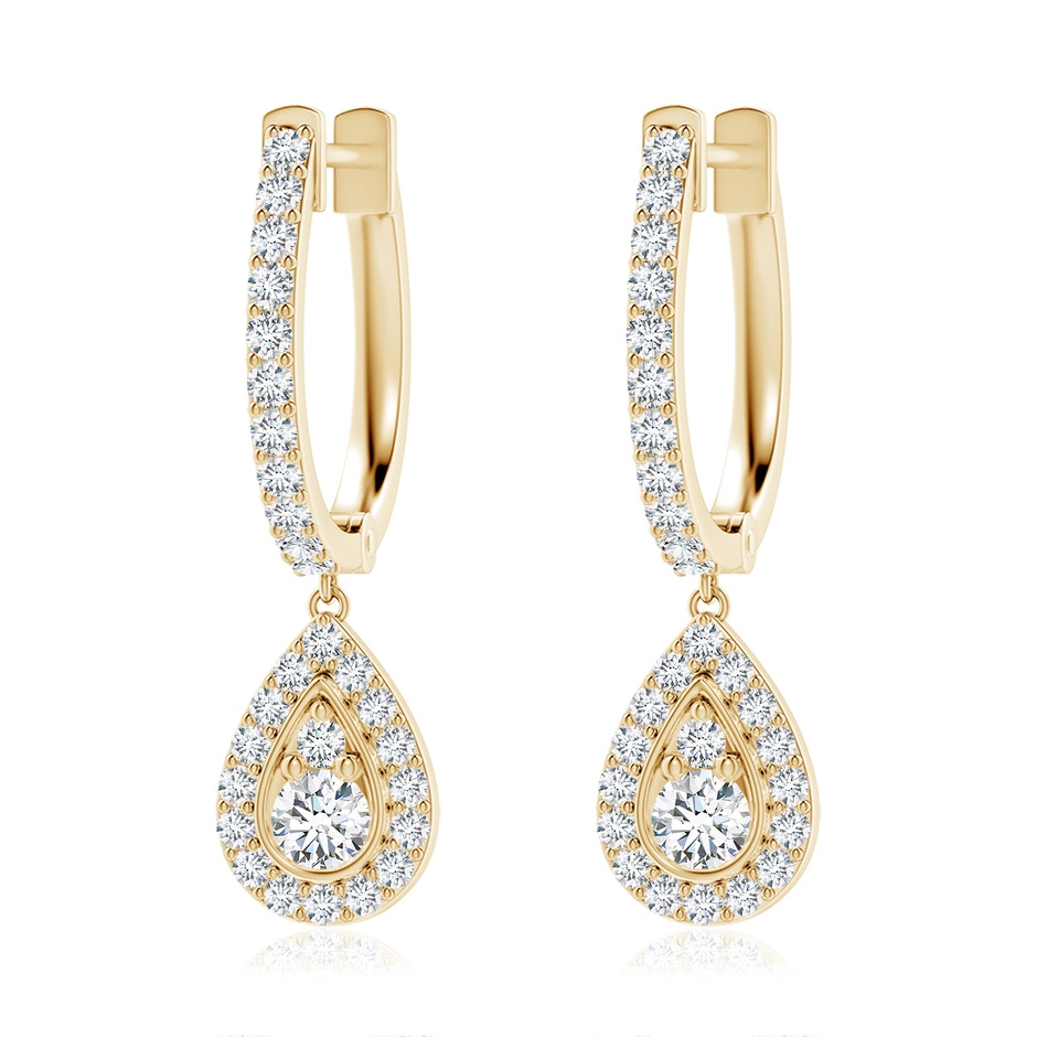 3mm FGVS Lab-Grown Diamond Teardrop Hoop Earrings in Yellow Gold 