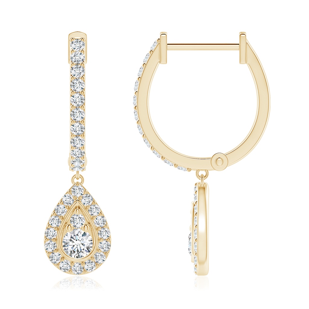 3mm FGVS Lab-Grown Diamond Teardrop Hoop Earrings in Yellow Gold - side 199