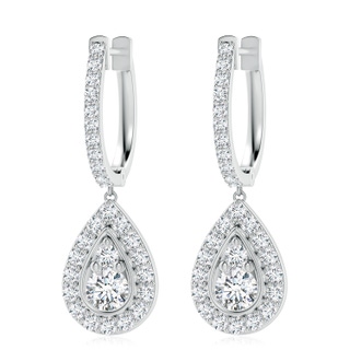 4.1mm FGVS Lab-Grown Diamond Teardrop Hoop Earrings in P950 Platinum