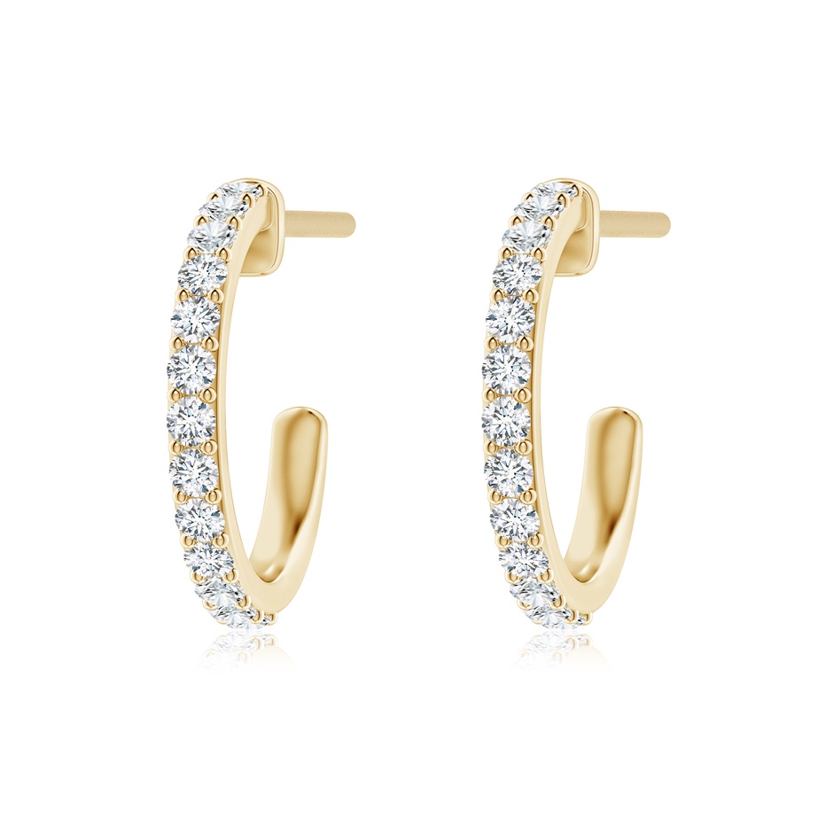 1.65mm FGVS Lab-Grown Prong-Set Round Diamond Hoop Earrings in Yellow Gold 