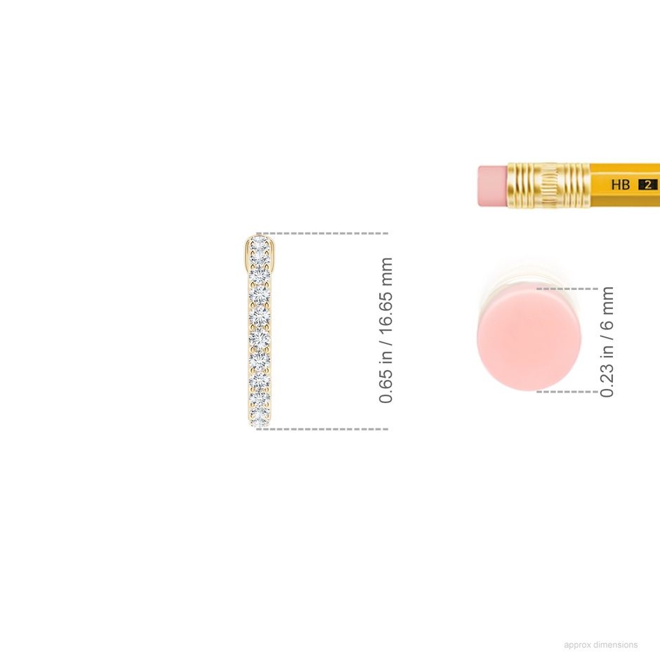 1.65mm FGVS Lab-Grown Prong-Set Round Diamond Hoop Earrings in Yellow Gold ruler