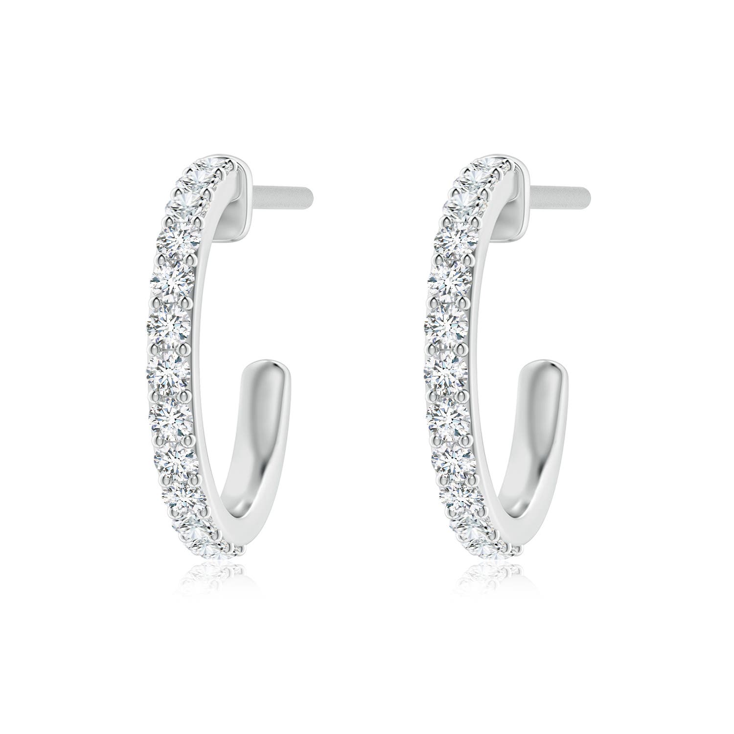 2.1mm FGVS Lab-Grown Prong-Set Round Diamond Hoop Earrings in P950 Platinum