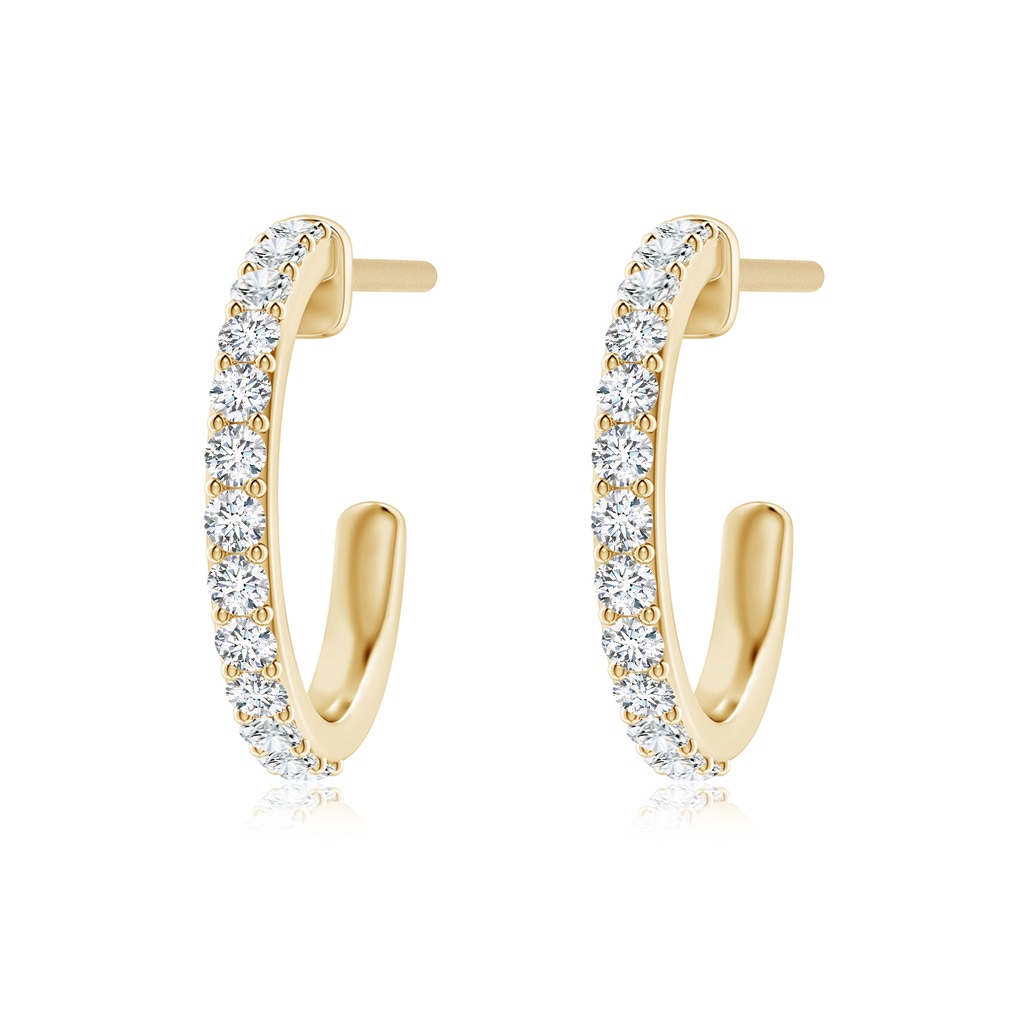 2.1mm FGVS Lab-Grown Prong-Set Round Diamond Hoop Earrings in Yellow Gold