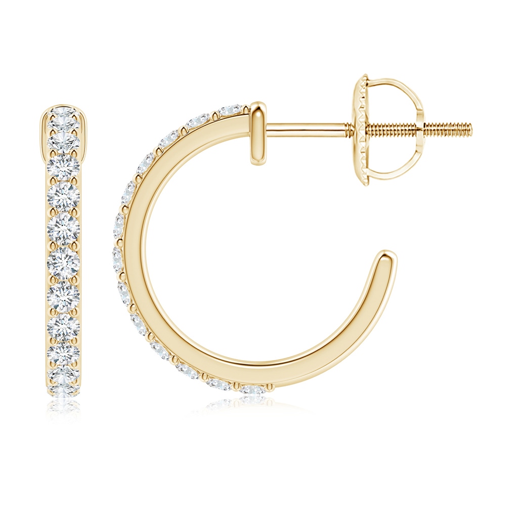 2.1mm FGVS Lab-Grown Prong-Set Round Diamond Hoop Earrings in Yellow Gold - side 199