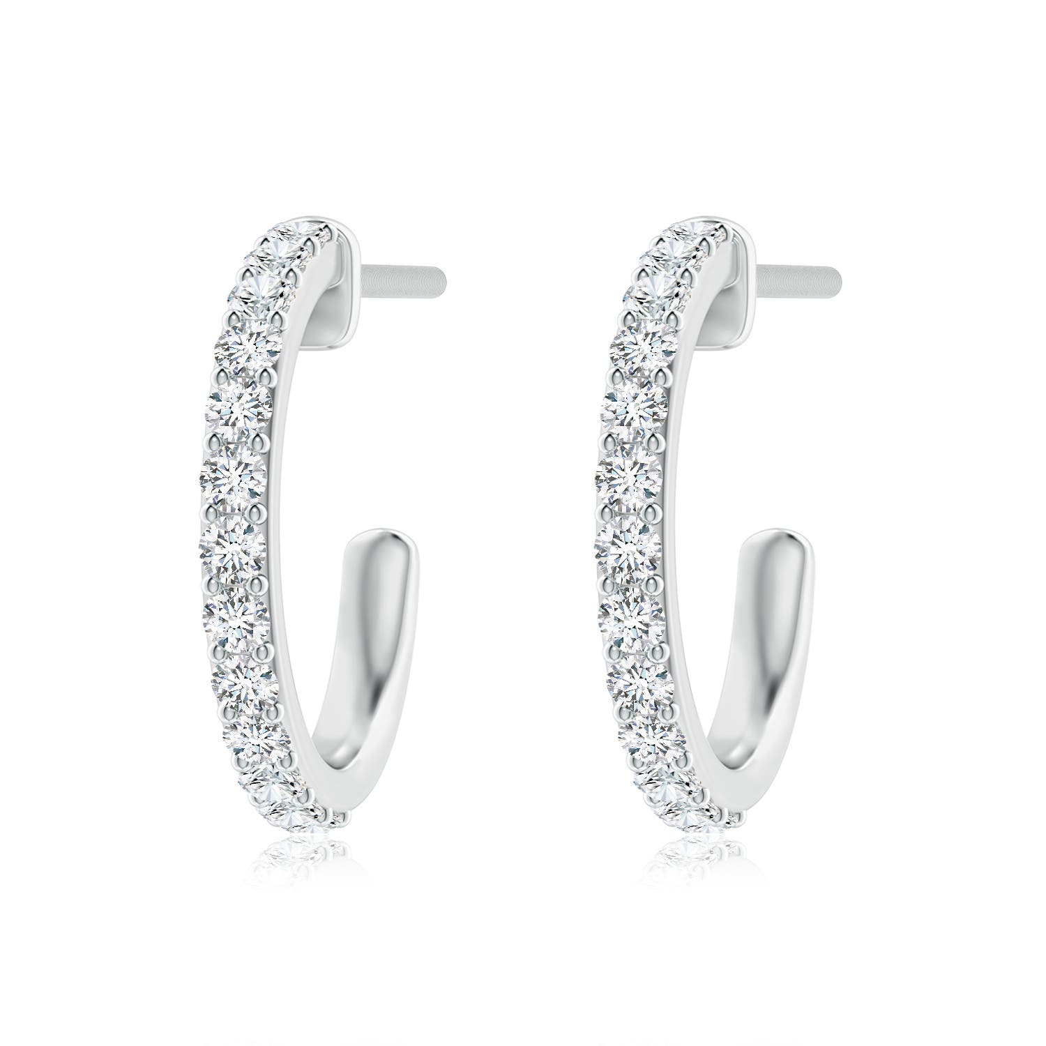 2.4mm FGVS Lab-Grown Prong-Set Round Diamond Hoop Earrings in 18CT White Gold