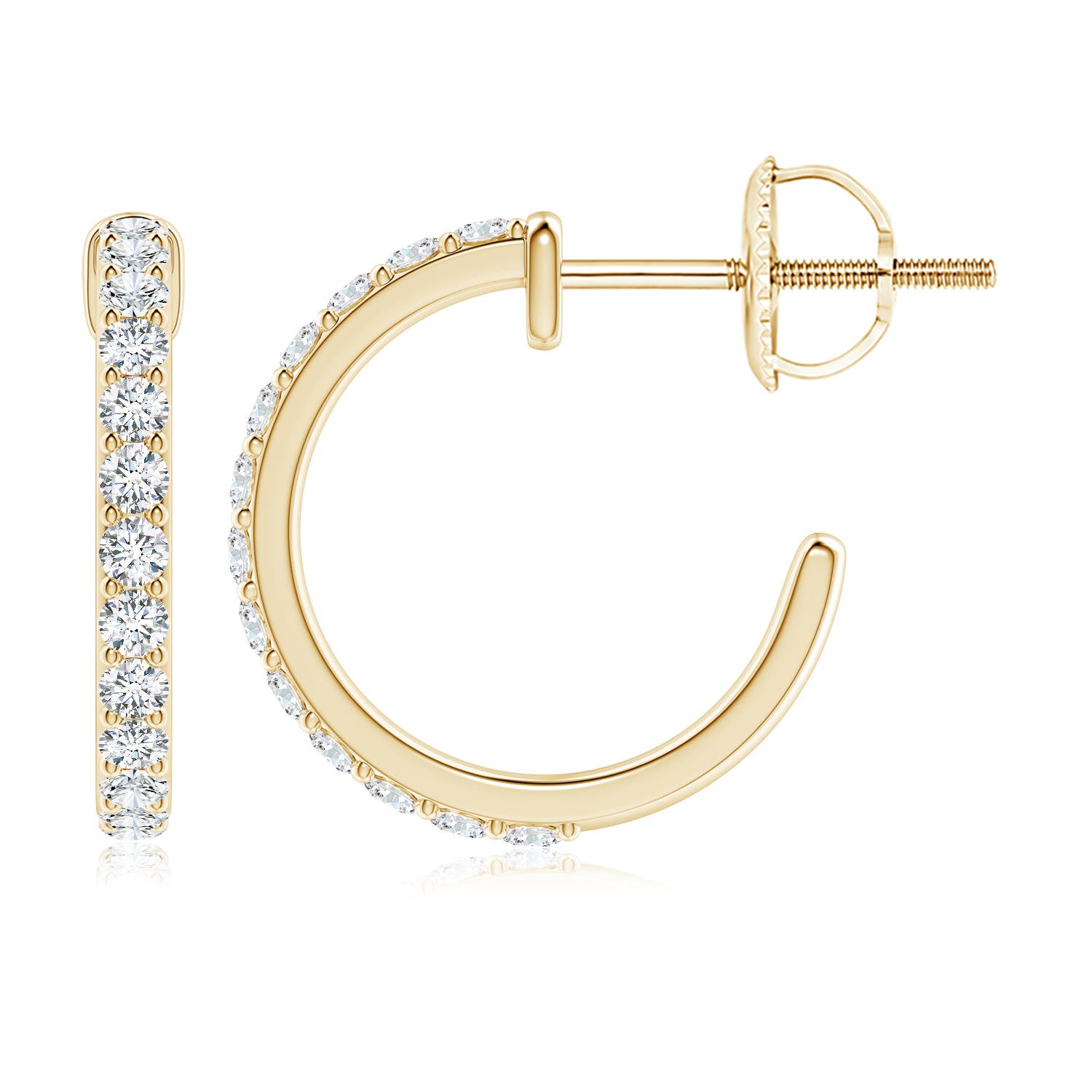 2.4mm FGVS Lab-Grown Prong-Set Round Diamond Hoop Earrings in 18K Yellow Gold