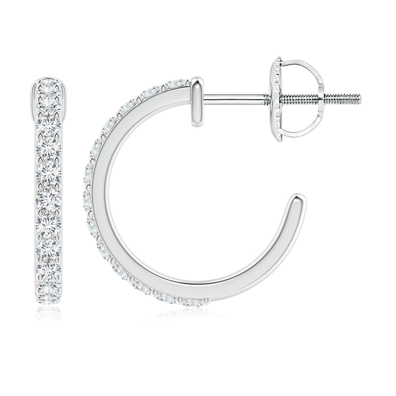 2.4mm FGVS Lab-Grown Prong-Set Round Diamond Hoop Earrings in P950 Platinum