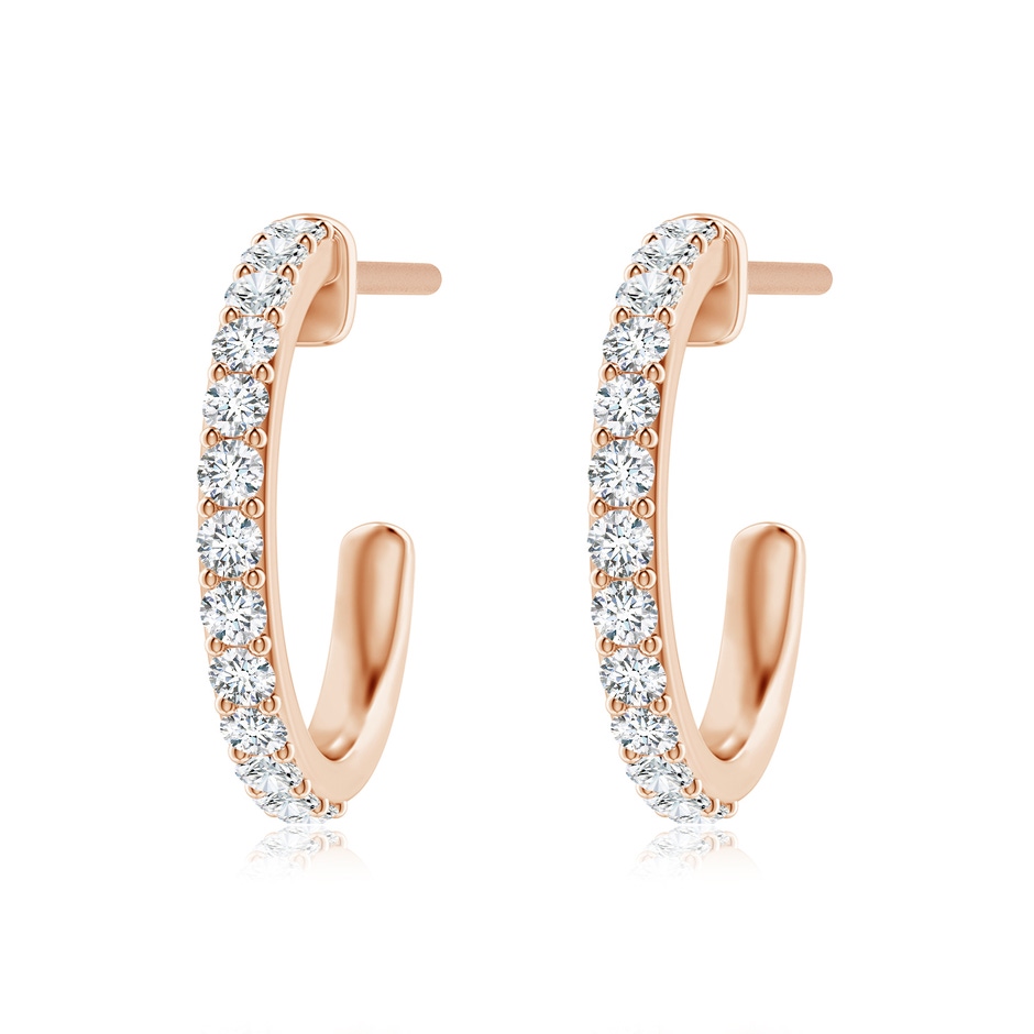 2.4mm FGVS Lab-Grown Prong-Set Round Diamond Hoop Earrings in Rose Gold 