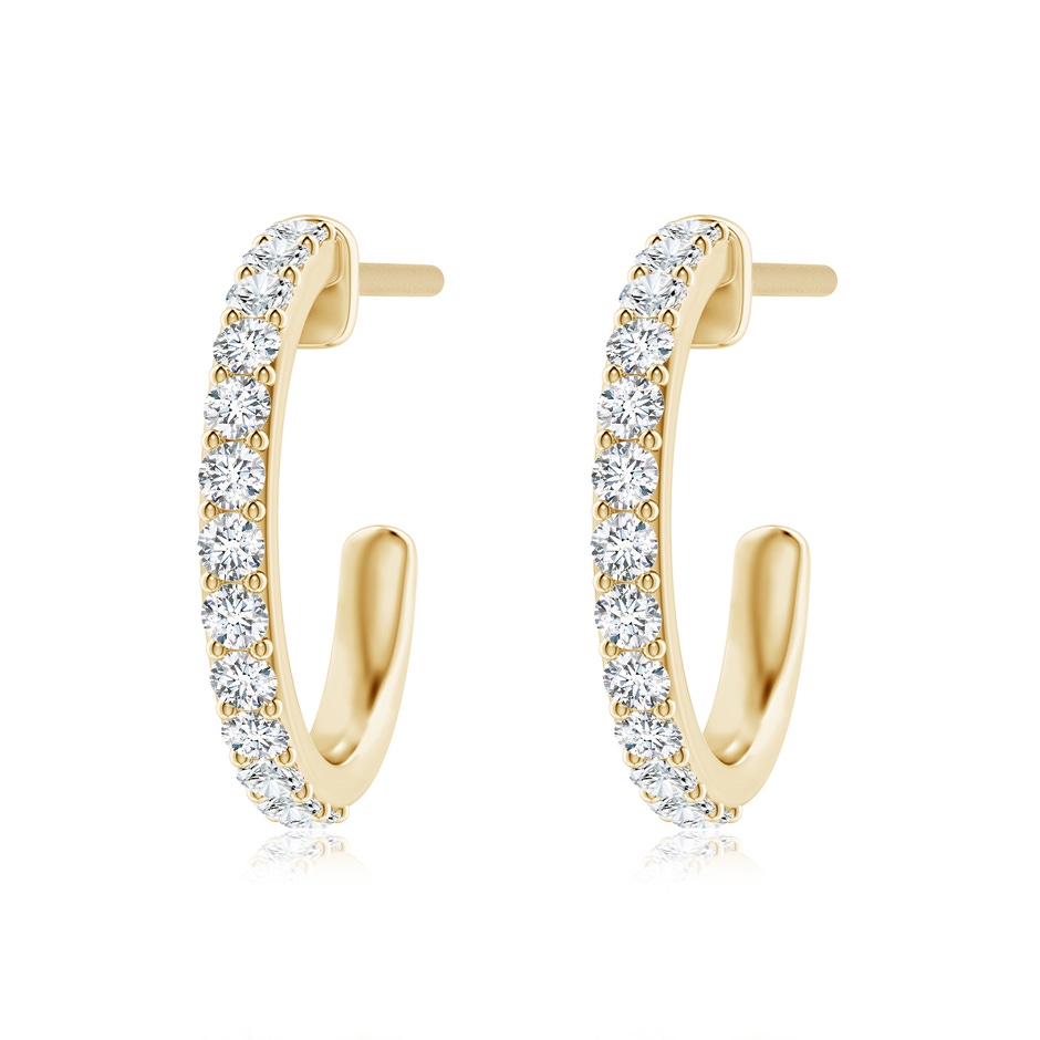 2.4mm FGVS Lab-Grown Prong-Set Round Diamond Hoop Earrings in Yellow Gold 