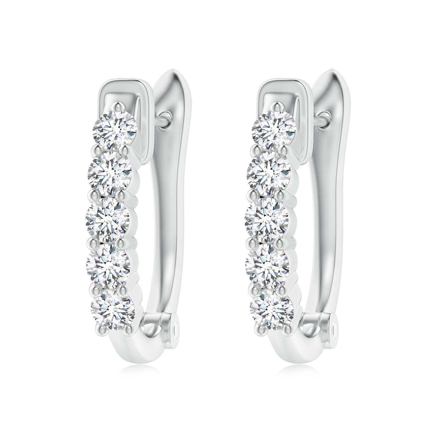 3.4mm FGVS Lab-Grown Classic Diamond Hinged Hoop Earrings in P950 Platinum