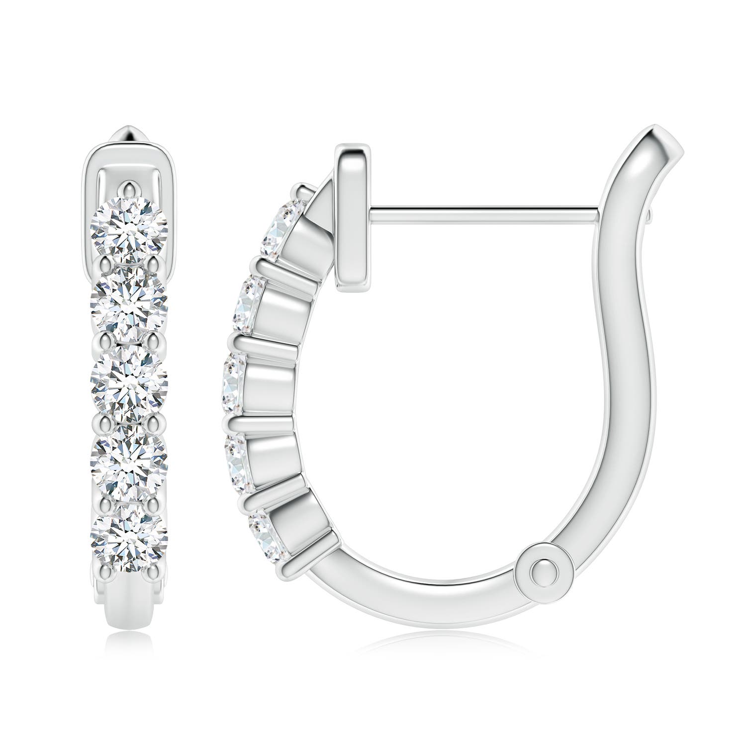 3.4mm FGVS Lab-Grown Classic Diamond Hinged Hoop Earrings in P950 Platinum