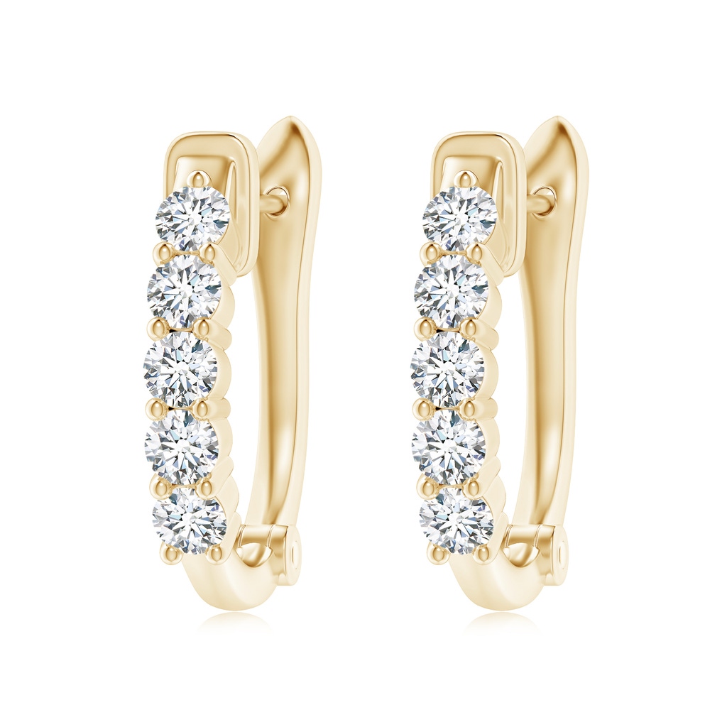 3.4mm FGVS Lab-Grown Classic Diamond Hinged Hoop Earrings in Yellow Gold