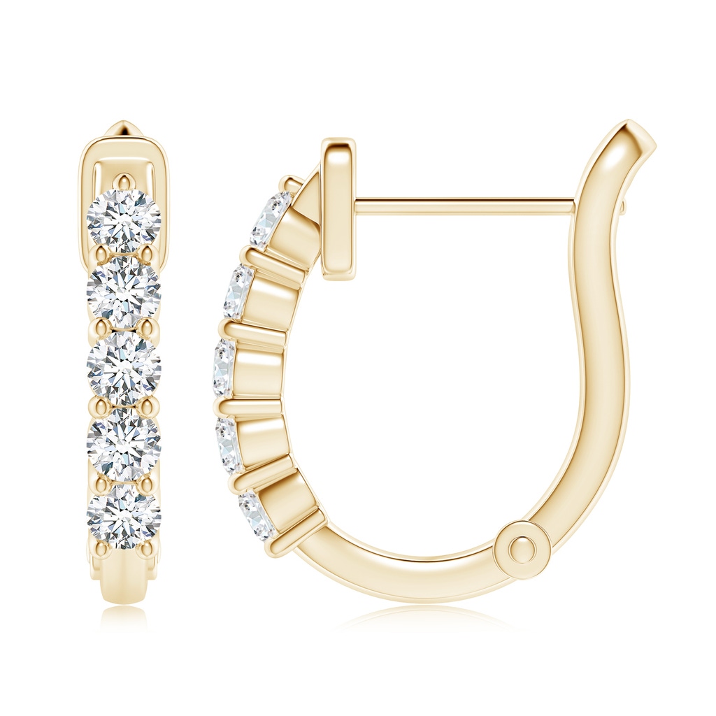 3.4mm FGVS Lab-Grown Classic Diamond Hinged Hoop Earrings in Yellow Gold - side 199