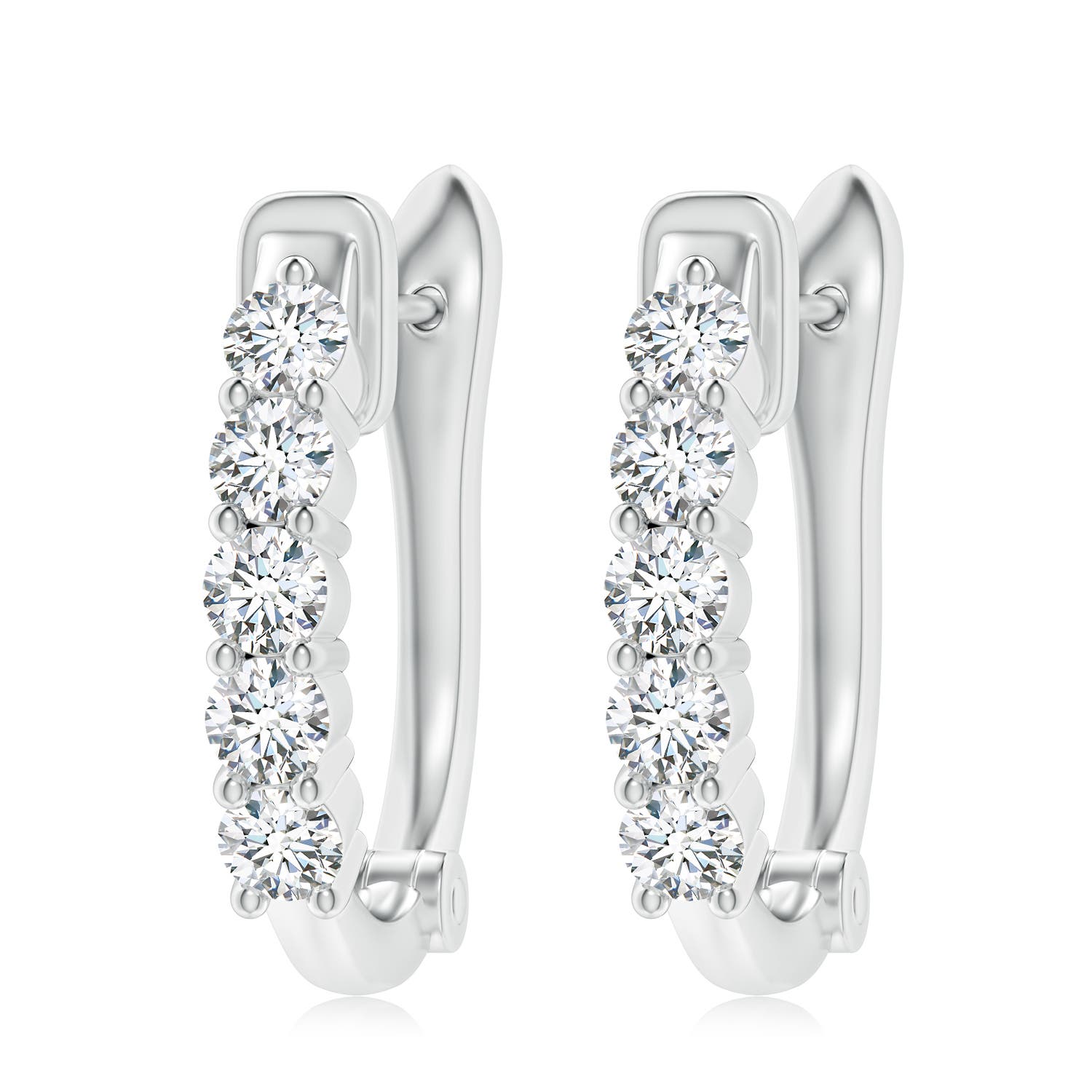 3.8mm FGVS Lab-Grown Classic Diamond Hinged Hoop Earrings in 18K White Gold