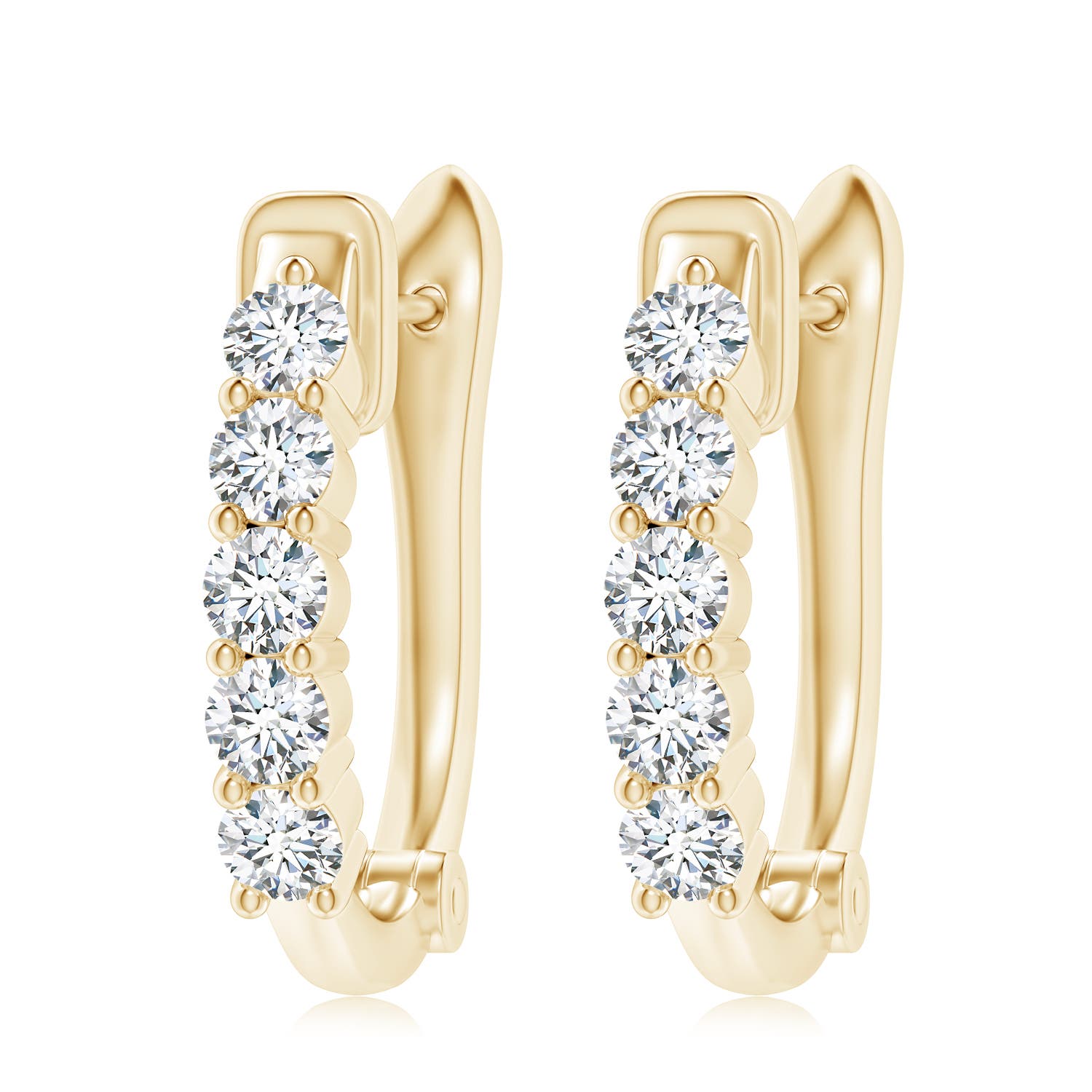 3.8mm FGVS Lab-Grown Classic Diamond Hinged Hoop Earrings in Yellow Gold