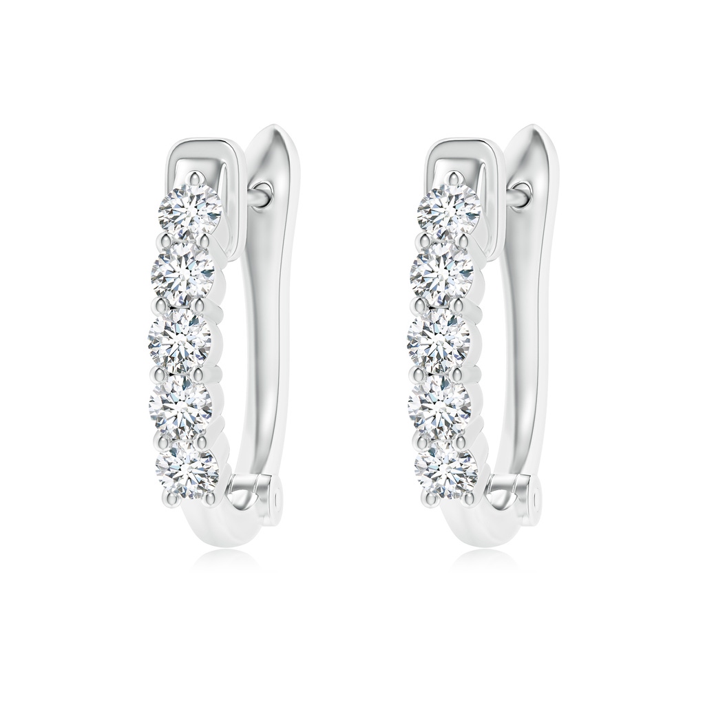 3mm FGVS Lab-Grown Classic Diamond Hinged Hoop Earrings in 18K White Gold