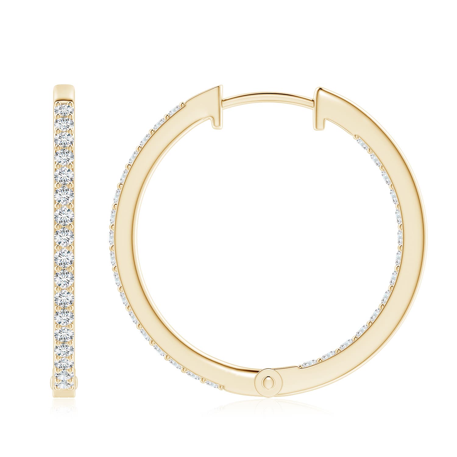 1.95mm FGVS Lab-Grown Inside-Out Diamond Hoop Earrings in Yellow Gold - side 3