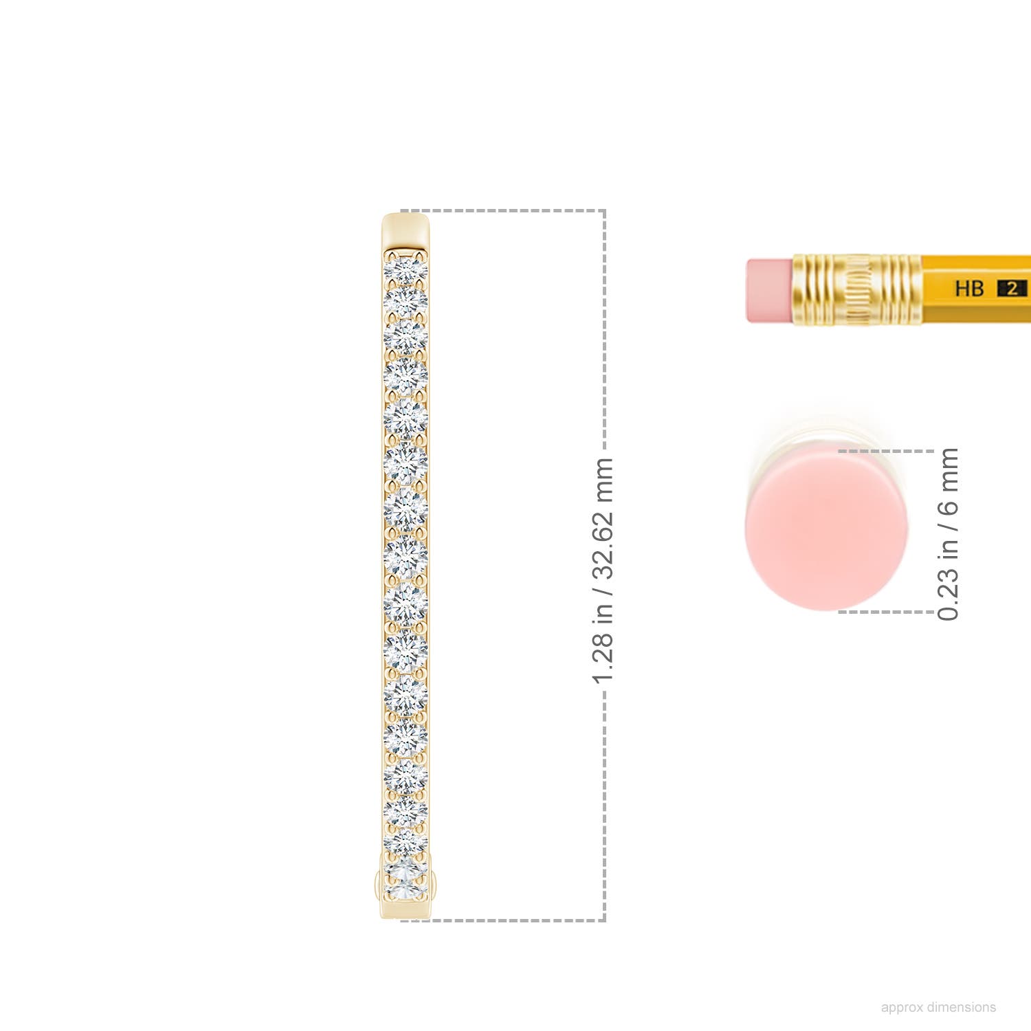 1.95mm FGVS Lab-Grown Inside-Out Diamond Hoop Earrings in Yellow Gold - ruler