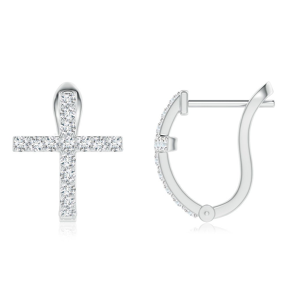1.55mm FGVS Lab-Grown Prong-Set Diamond Cross Hoop Earrings in P950 Platinum - side 199