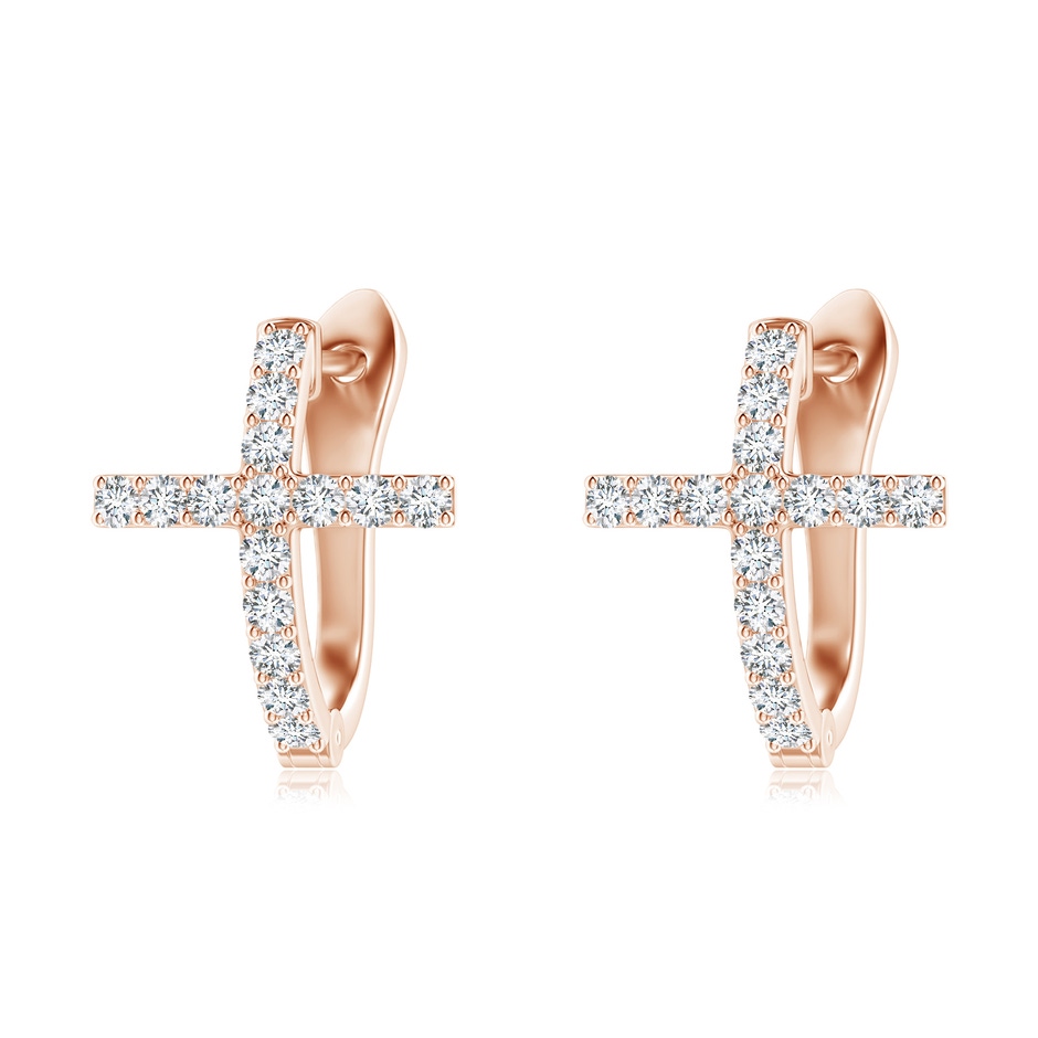 1.55mm FGVS Lab-Grown Prong-Set Diamond Cross Hoop Earrings in Rose Gold 