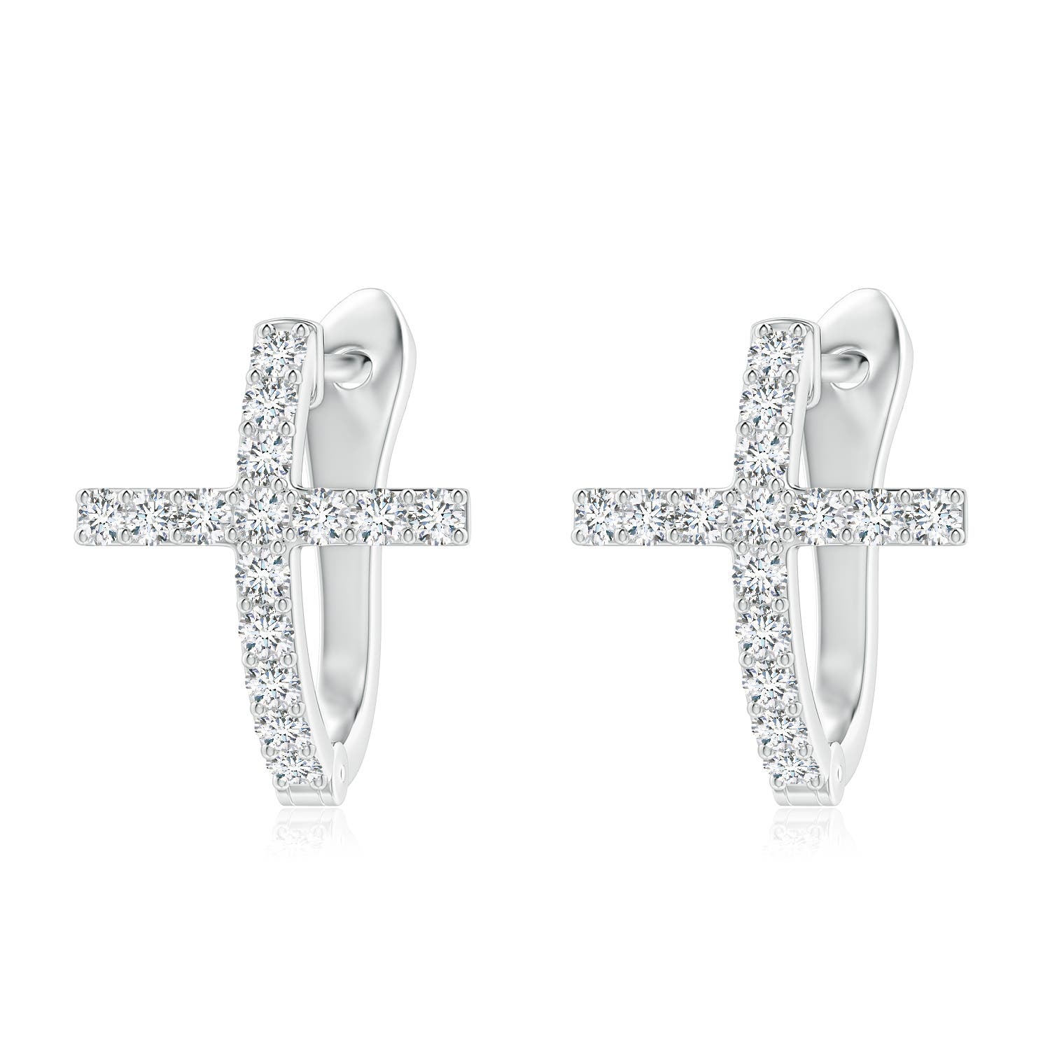 1.8mm FGVS Lab-Grown Prong-Set Diamond Cross Hoop Earrings in P950 Platinum