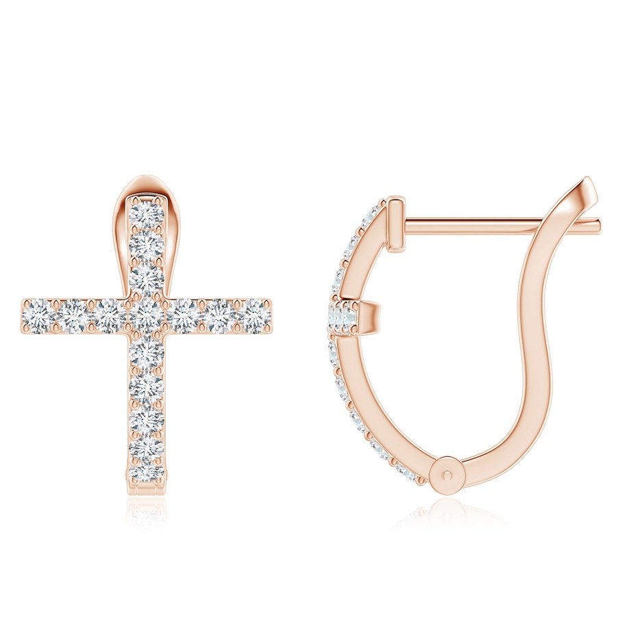 1.8mm FGVS Lab-Grown Prong-Set Diamond Cross Hoop Earrings in Rose Gold side 199