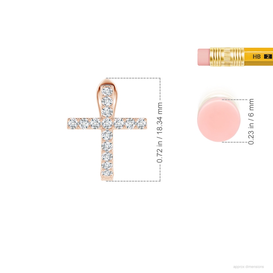 1.8mm FGVS Lab-Grown Prong-Set Diamond Cross Hoop Earrings in Rose Gold ruler