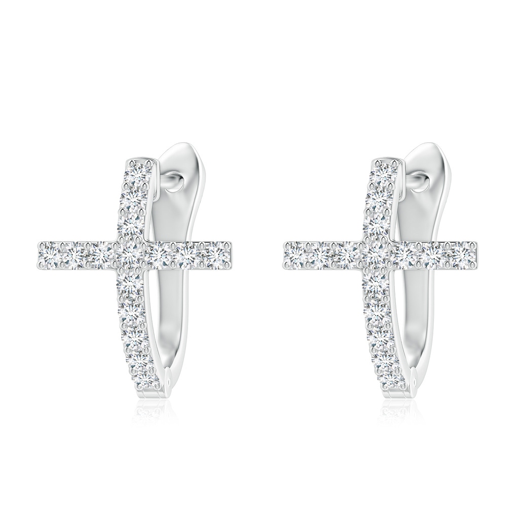 1.8mm FGVS Lab-Grown Prong-Set Diamond Cross Hoop Earrings in White Gold