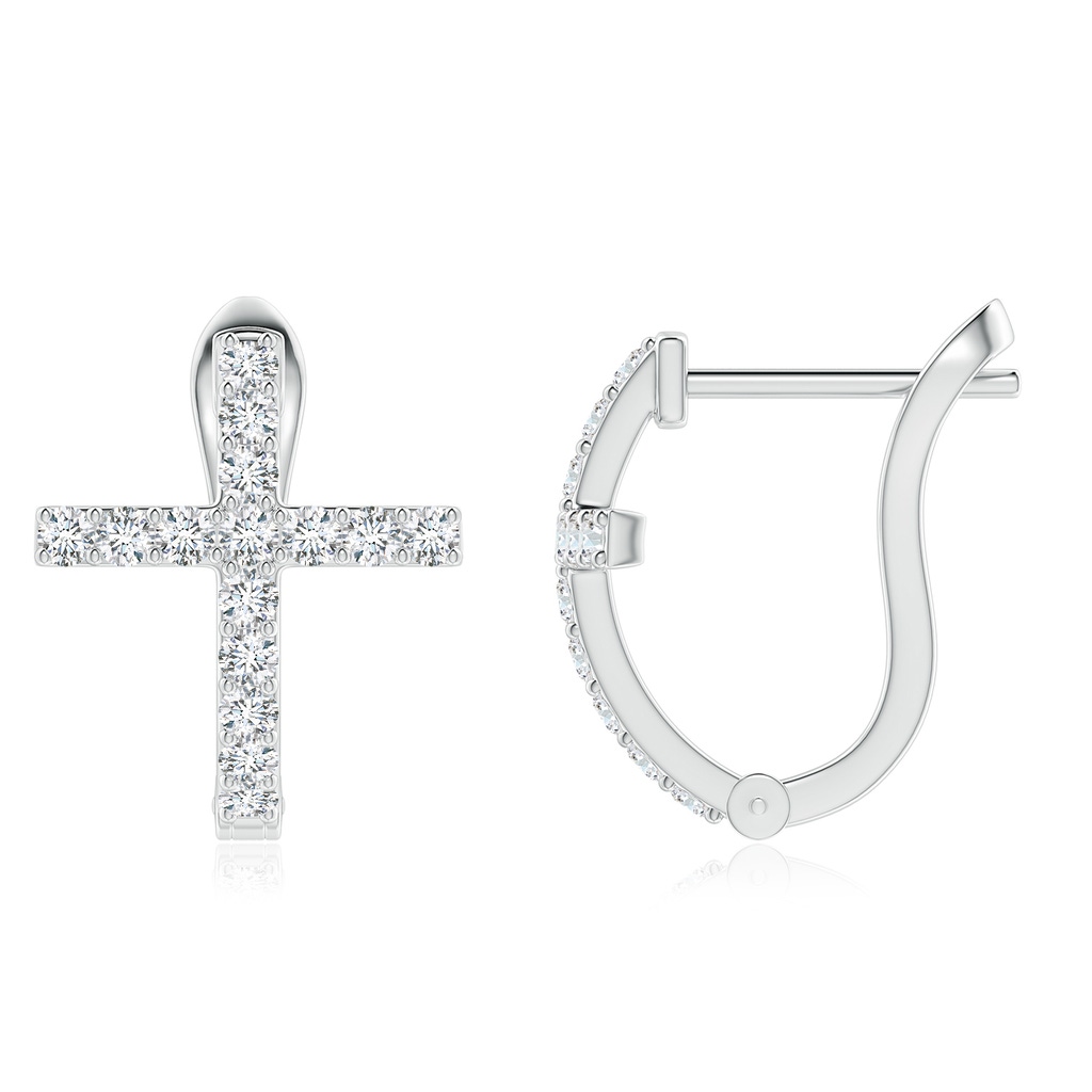 1.8mm FGVS Lab-Grown Prong-Set Diamond Cross Hoop Earrings in White Gold - side 199