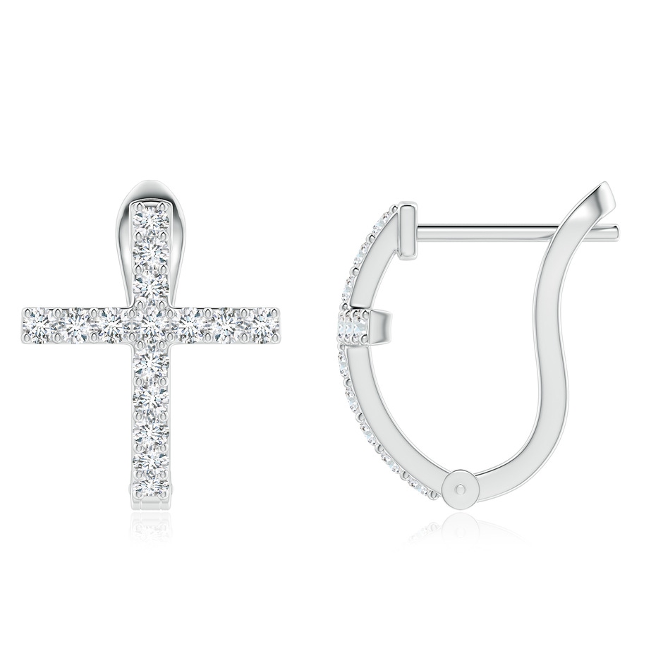 1.8mm FGVS Lab-Grown Prong-Set Diamond Cross Hoop Earrings in White Gold side 199